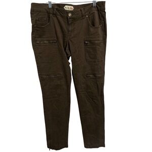 Boom Boom Brown Colored Jeans Zippered Thigh Pockets and Ankles Juniors Size 15